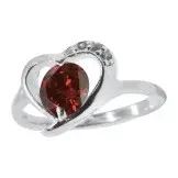 Anillo Corazón Circón Rubí