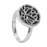 Anillo de Plata Flor de Loto ónix
