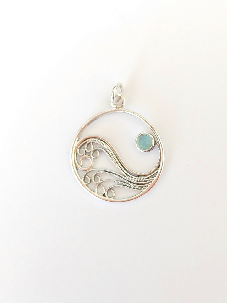 Colgante Olas Piedra Calcedonia