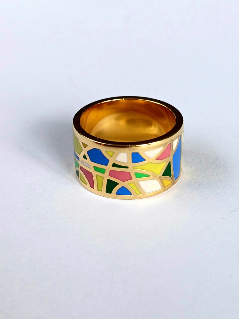 Anillo acero colores rosa 