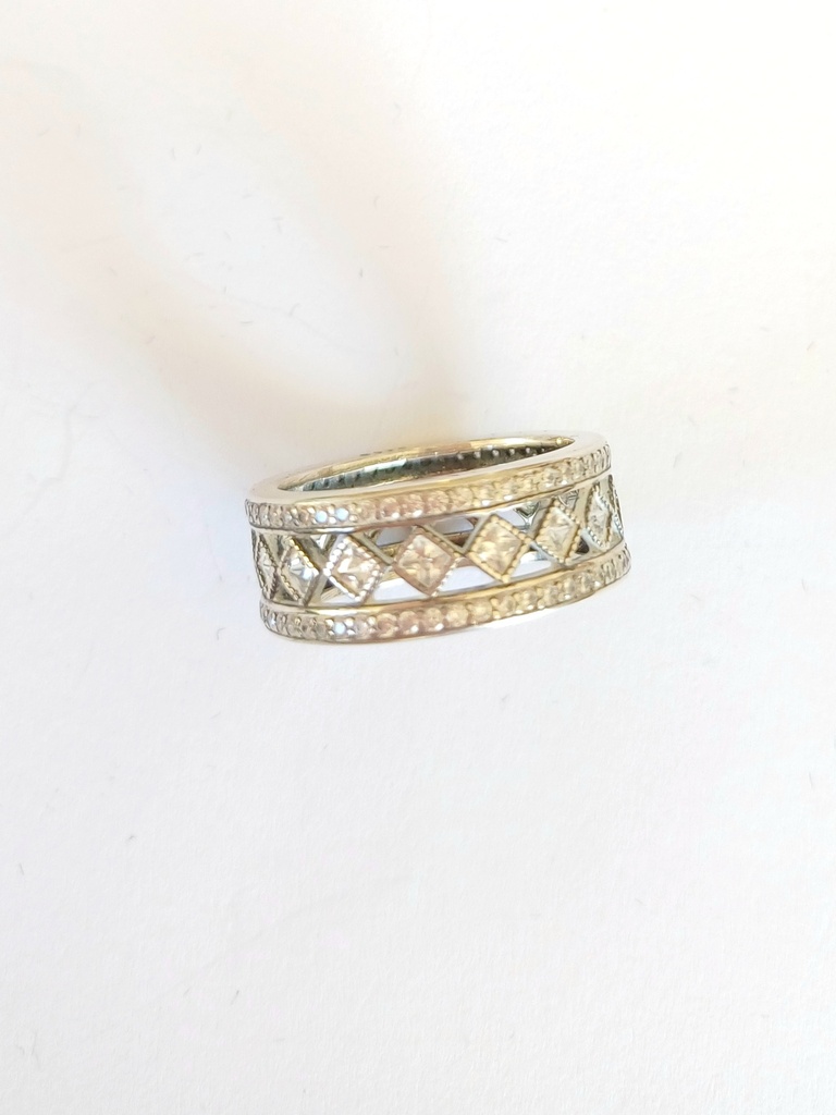 Anillo plata envejecida doble con