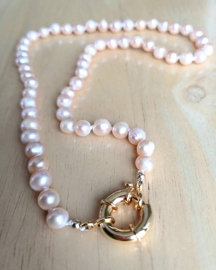 collar de perlas cierre enchapado