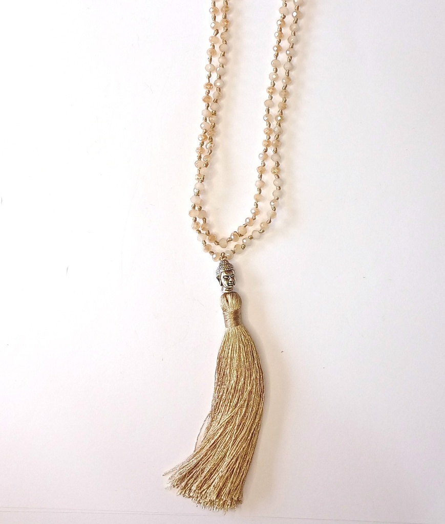 Collar estilo japa mala beige. 