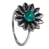 [N000030] Anillo Flor Piedra Turquesa