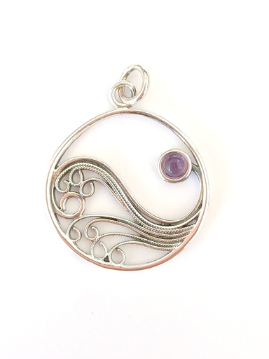 [N000069] Colgante Olas Piedra Amatista