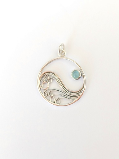 [N000070] Colgante Olas Piedra Calcedonia
