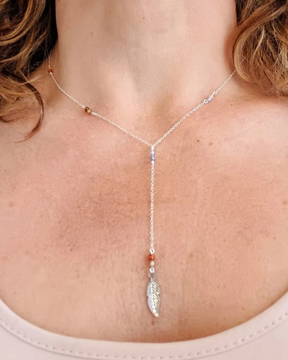 [N000091] Collar Pluma con Piedra