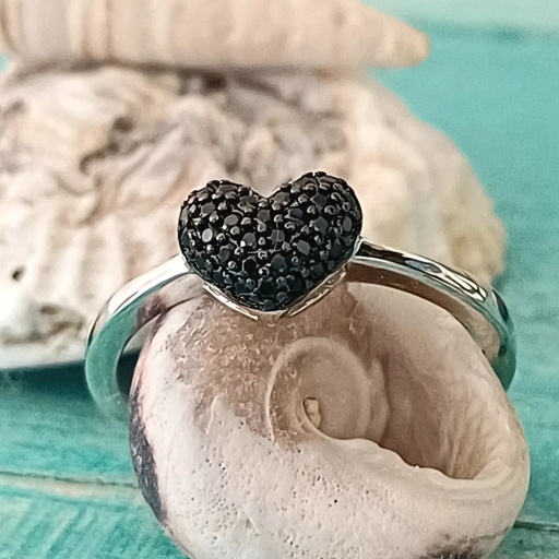 [N000108] Anillo corazón espinela plata 
