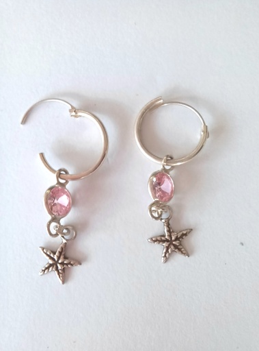 [N000127] Aros argollitas estrella rosa 