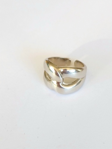 [N000131] Anillo eslabon plata grueso 