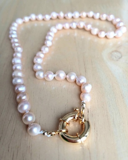 [N000165] collar de perlas cierre enchapado