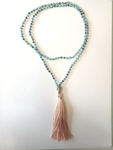 [N000174] Collar estilo japa mala celeste. 