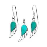 [N000189] Conjunto Alas de plata con turquesa       