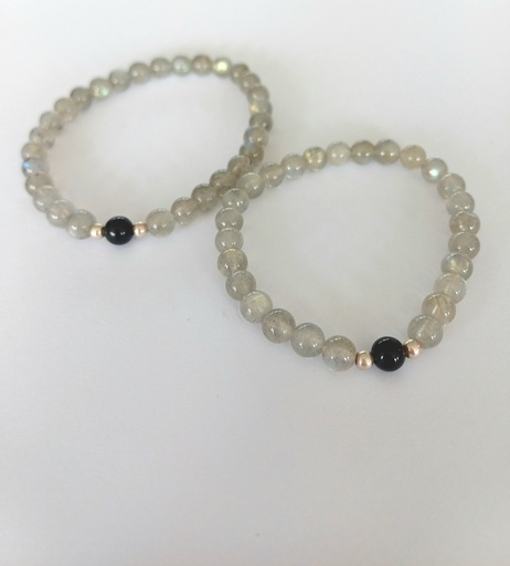 [N000198] Pulsera elasticada labradorita ónix